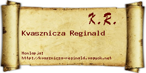 Kvasznicza Reginald névjegykártya